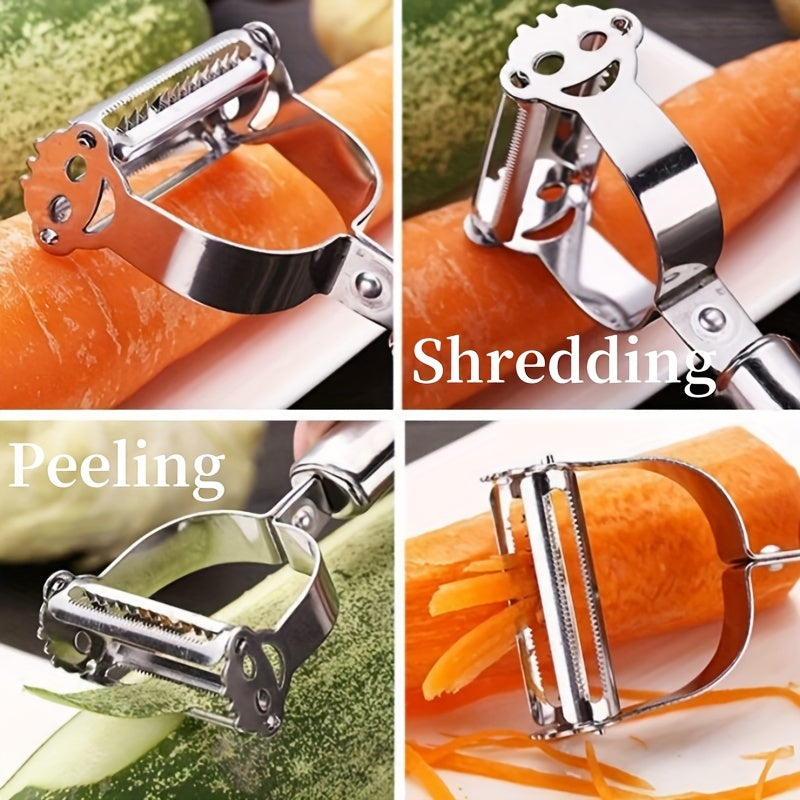 1pc Stainless Steel Vegetable Peeler - Multi-Function Fruit & Potato Grater For Dining & Relaxing, Manual Uncharged Kitchen Gadget For Restaurant - Veloxea