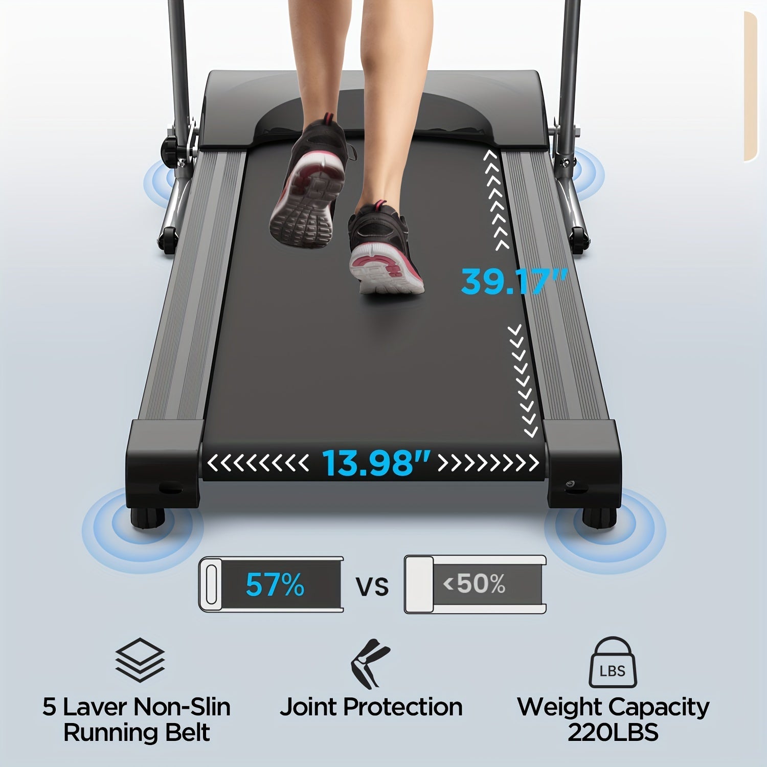 XMKEY 1pc Fitness Treadmills With Folding Handle, Home 2.5 HP Portable Electric Running Machine, Suitable For Body Exercise, Walking, Jogging - Veloxea