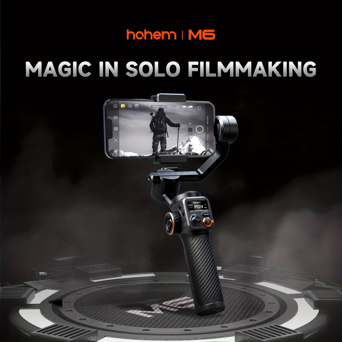 hohem iSteady M6 Gimbal Stabilizer for Smartphone, New Upgrade 3-Axis Phone Gimbal for iPhone & Android, Smart Tracking, 360°Infinite Rotation, 18H Long Battery, OLED Display for Video Recording - Veloxea