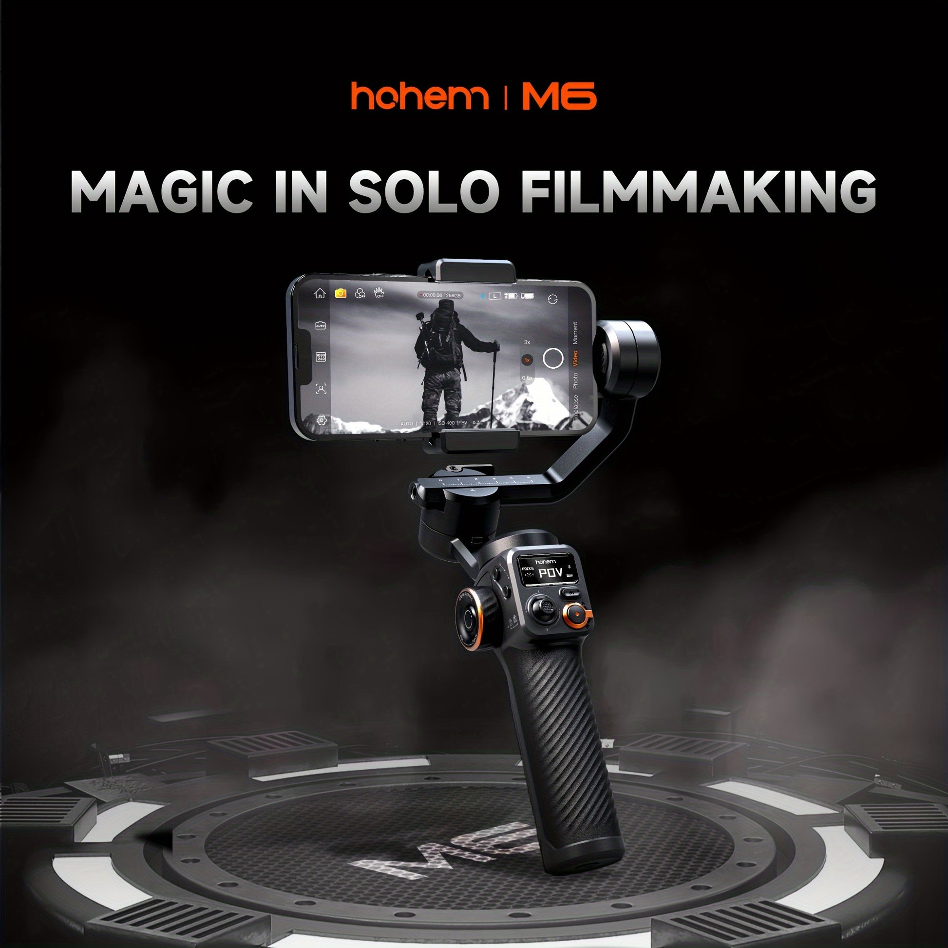hohem iSteady M6 Gimbal Stabilizer for Smartphone, New Upgrade 3-Axis Phone Gimbal for iPhone & Android, Smart Tracking, 360°Infinite Rotation, 18H Long Battery, OLED Display for Video Recording - Veloxea