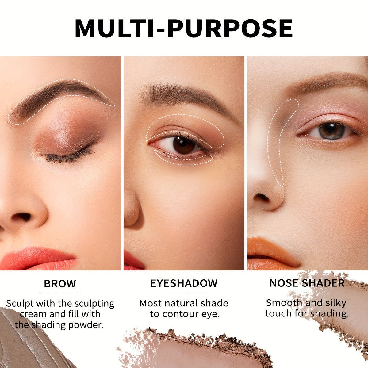 Oulac 2-in-1 Dual Color Eyebrow Powder, Long-Lasting Instant Eyebrow Powder