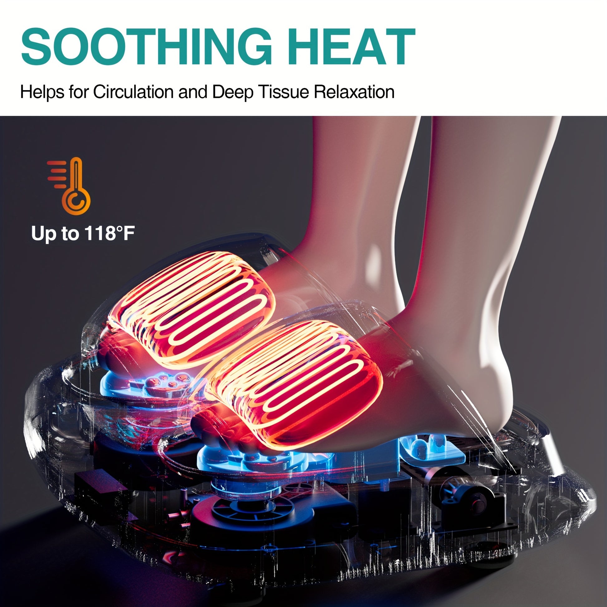 2023 3D Shiatsu Foot Massager for Circulation and Relax, Foot Massager Machine with Deep-Kneading and heat, help for Relax, Calf Massager, ideal gift for Mom Dad Friends Christmas - Veloxea