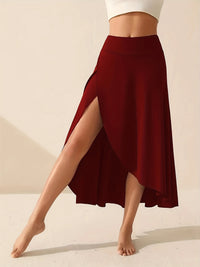 Women's Casual Sports Long Skirt Build-in Shorts, Solid Color, Women's Activewear - Veloxea